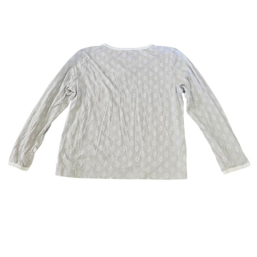 Garnet Hill Women's Pajama Top Size Large Pattern Asian Wrap Organic Cotton Gray - Picture 7 of 7
